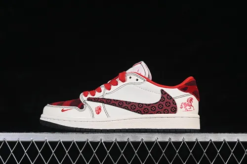 All Categories Air Jordan Jordan Series Basketball Shoes Air Jordan 1 Low High-end Customized Low-top Shoes Travis Scott x Fragment Design x Air Jordan 1 Low OG SP AJ1 Joe 1 Year of the Horse Limited Edition Rice White Wine Red Low-top Cultural Casual Shoes DX5688-001